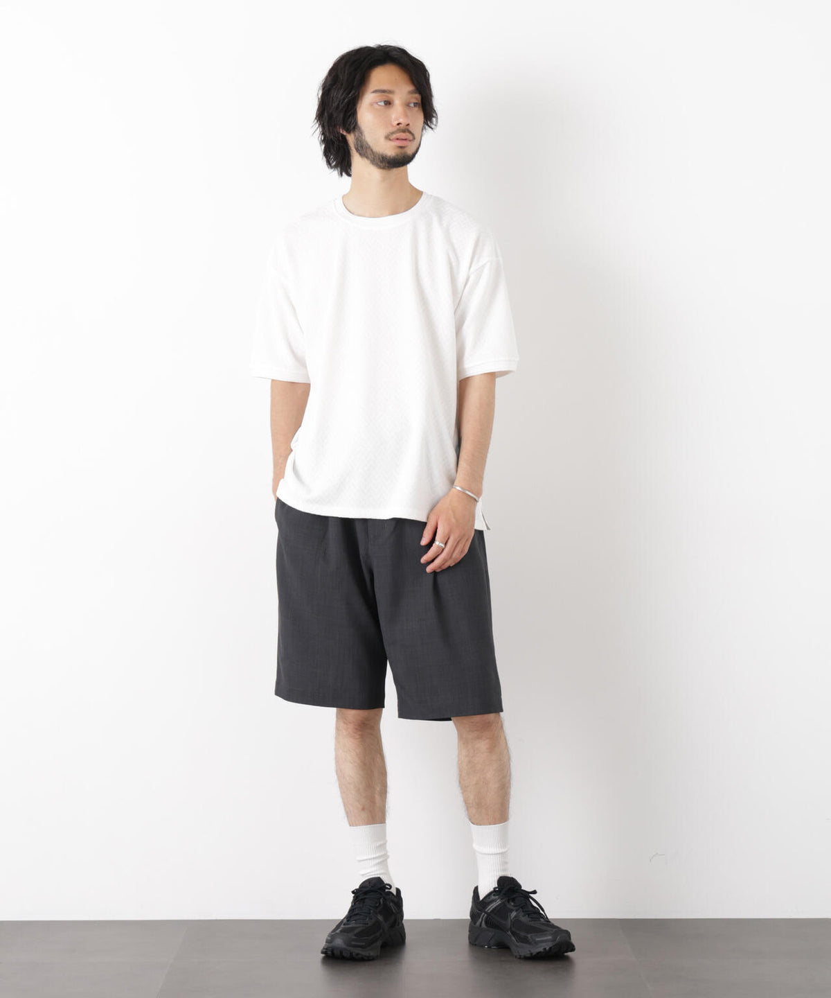 ヘリンボンジャガードTシャツ 半袖