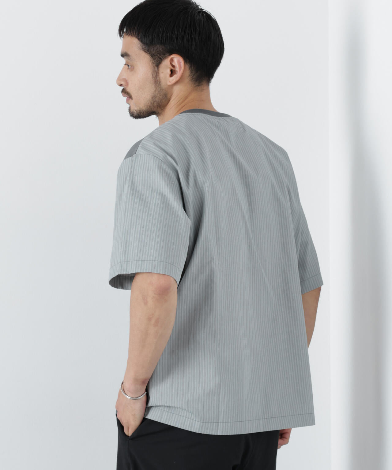 スムース布帛ドッキングTシャツ 半袖