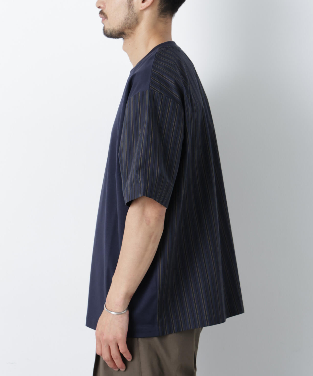 スムース布帛ドッキングTシャツ 半袖