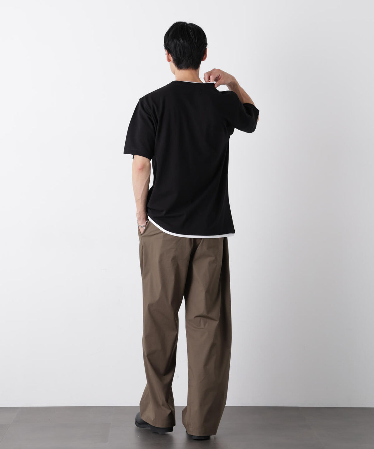 フェイクレイヤード鹿の子Tシャツ 半袖