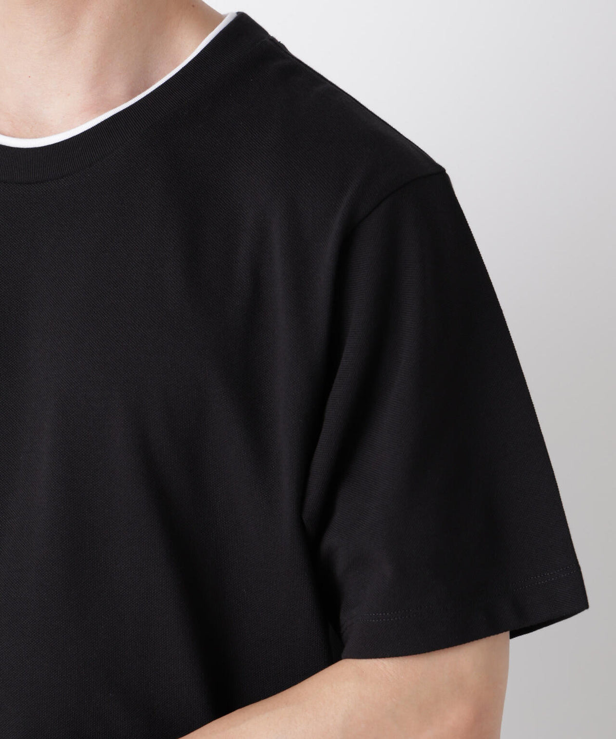 フェイクレイヤード鹿の子Tシャツ 半袖