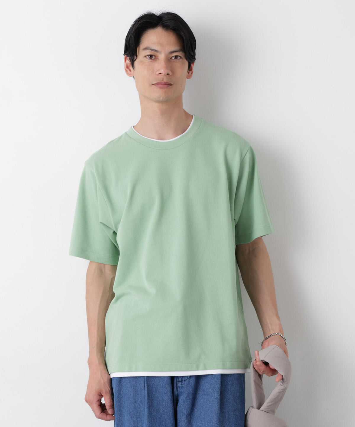 フェイクレイヤード鹿の子Tシャツ 半袖