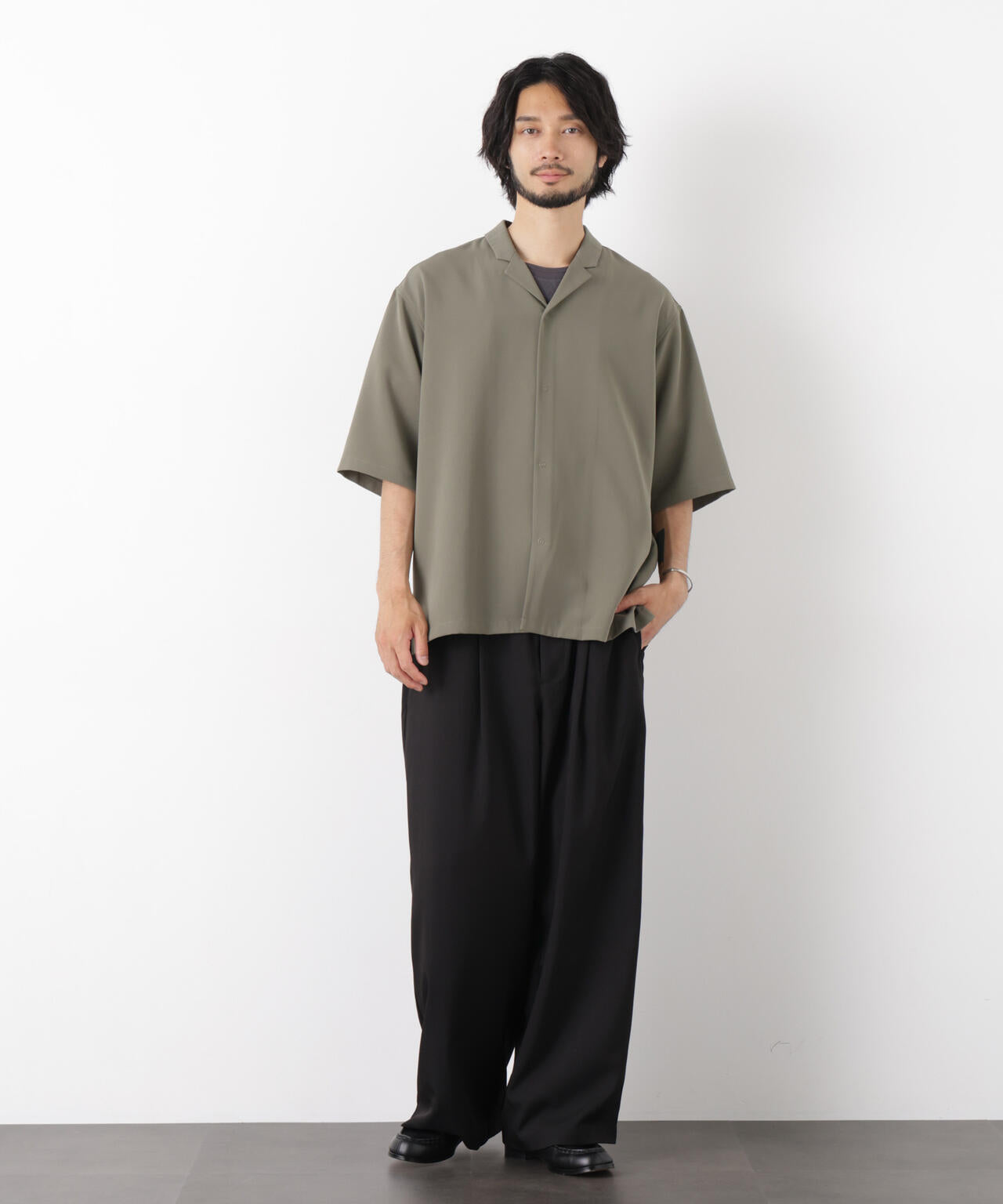 ポリエステルウィーブ ワイドパンツ