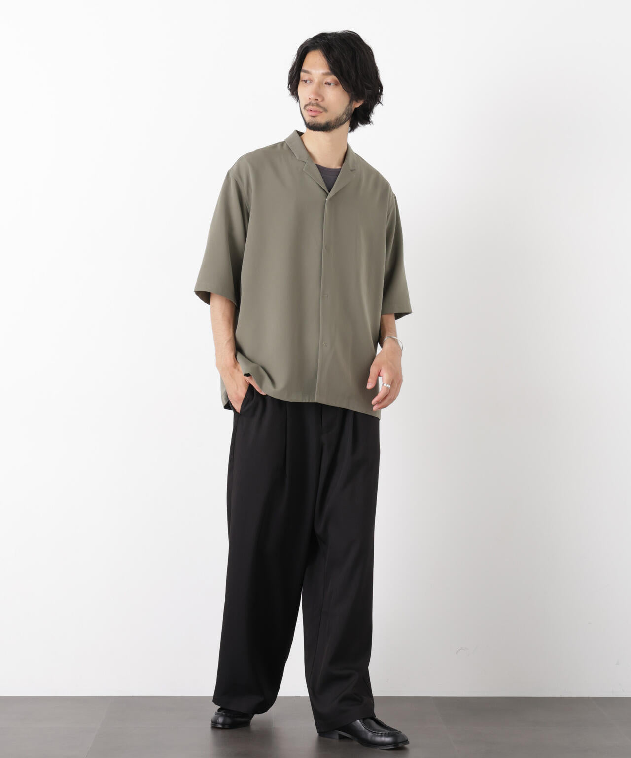 ポリエステルウィーブ ワイドパンツ