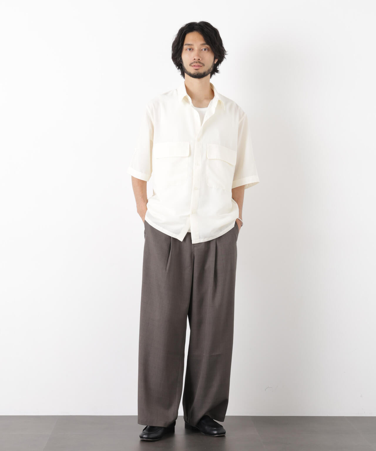 ポリエステルウィーブ ワイドパンツ
