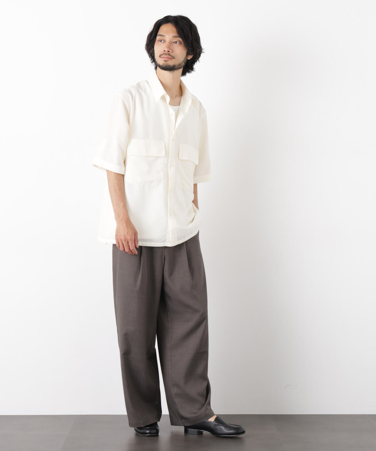 ポリエステルウィーブ ワイドパンツ
