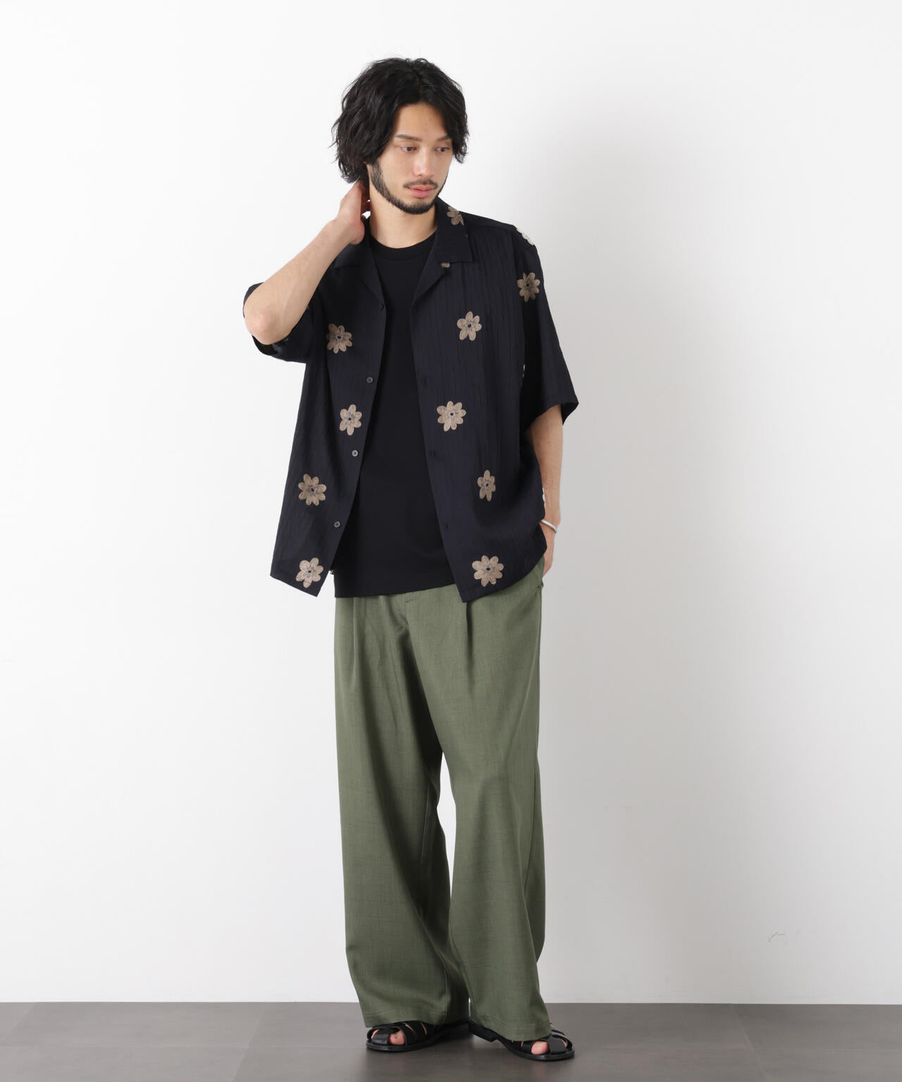 ポリエステルウィーブ ワイドパンツ