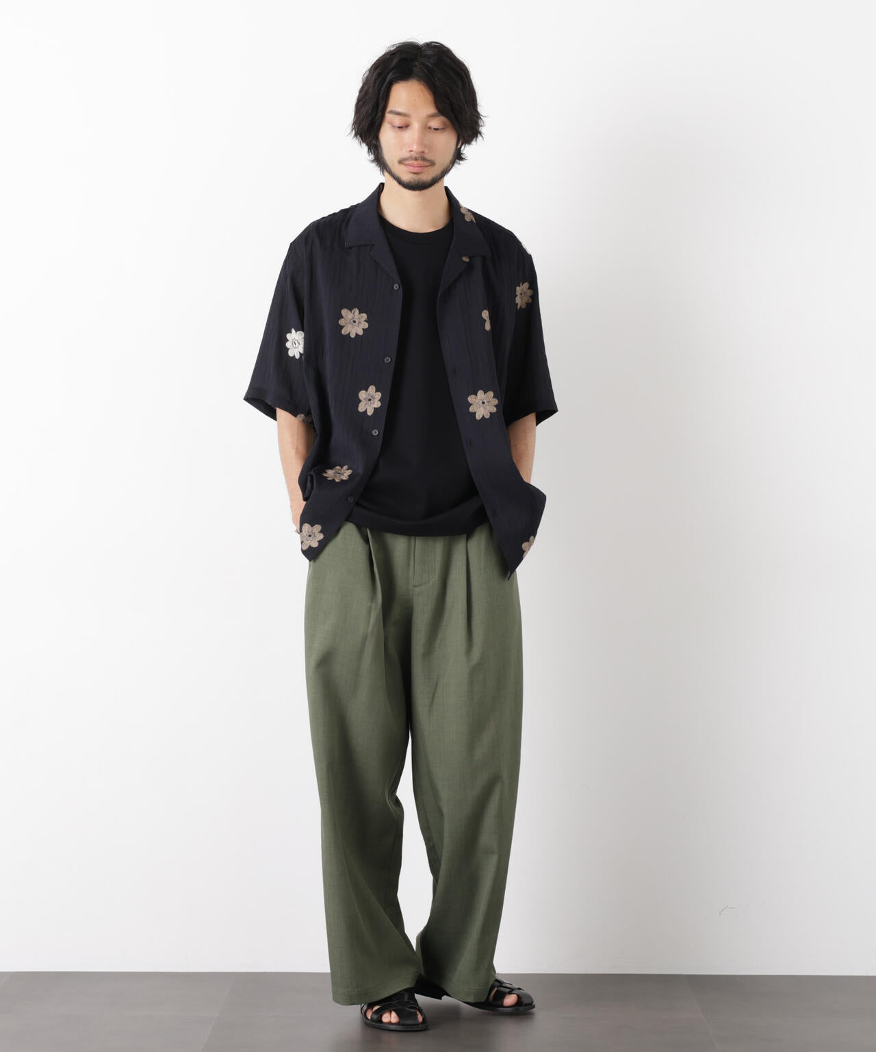 ポリエステルウィーブ ワイドパンツ