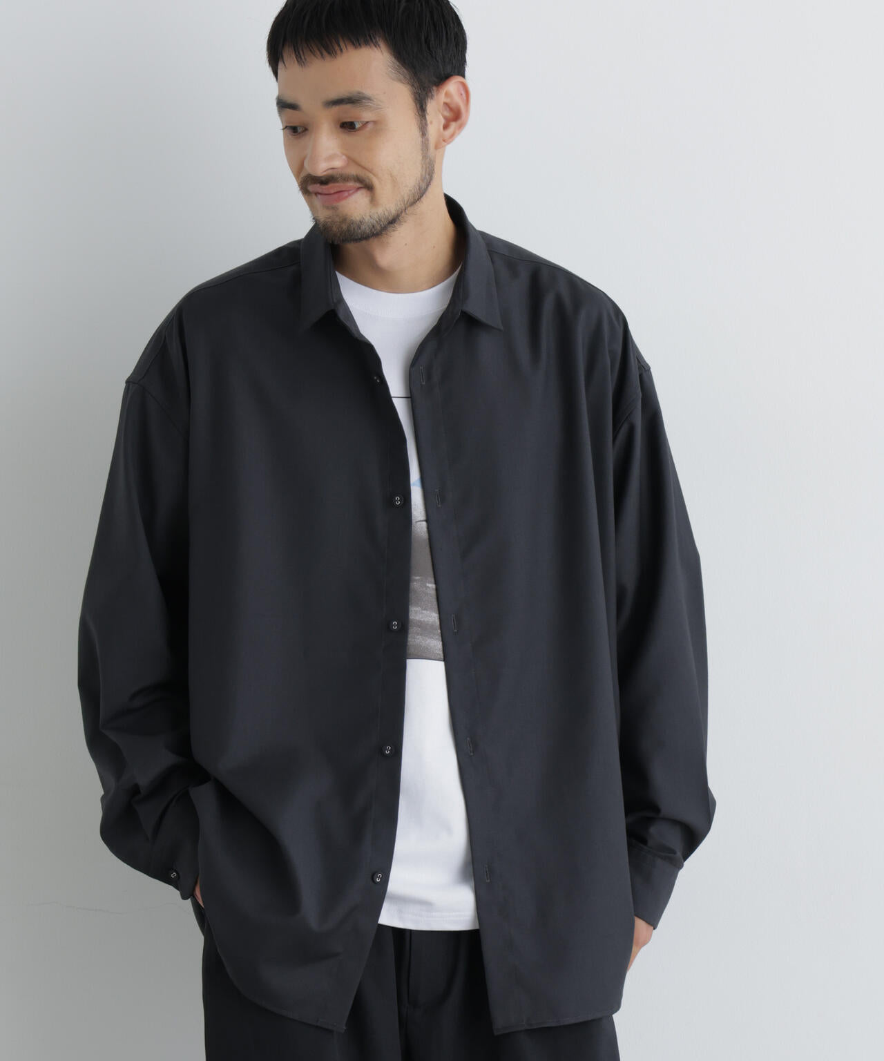 ビッグドレープシャツ 長袖