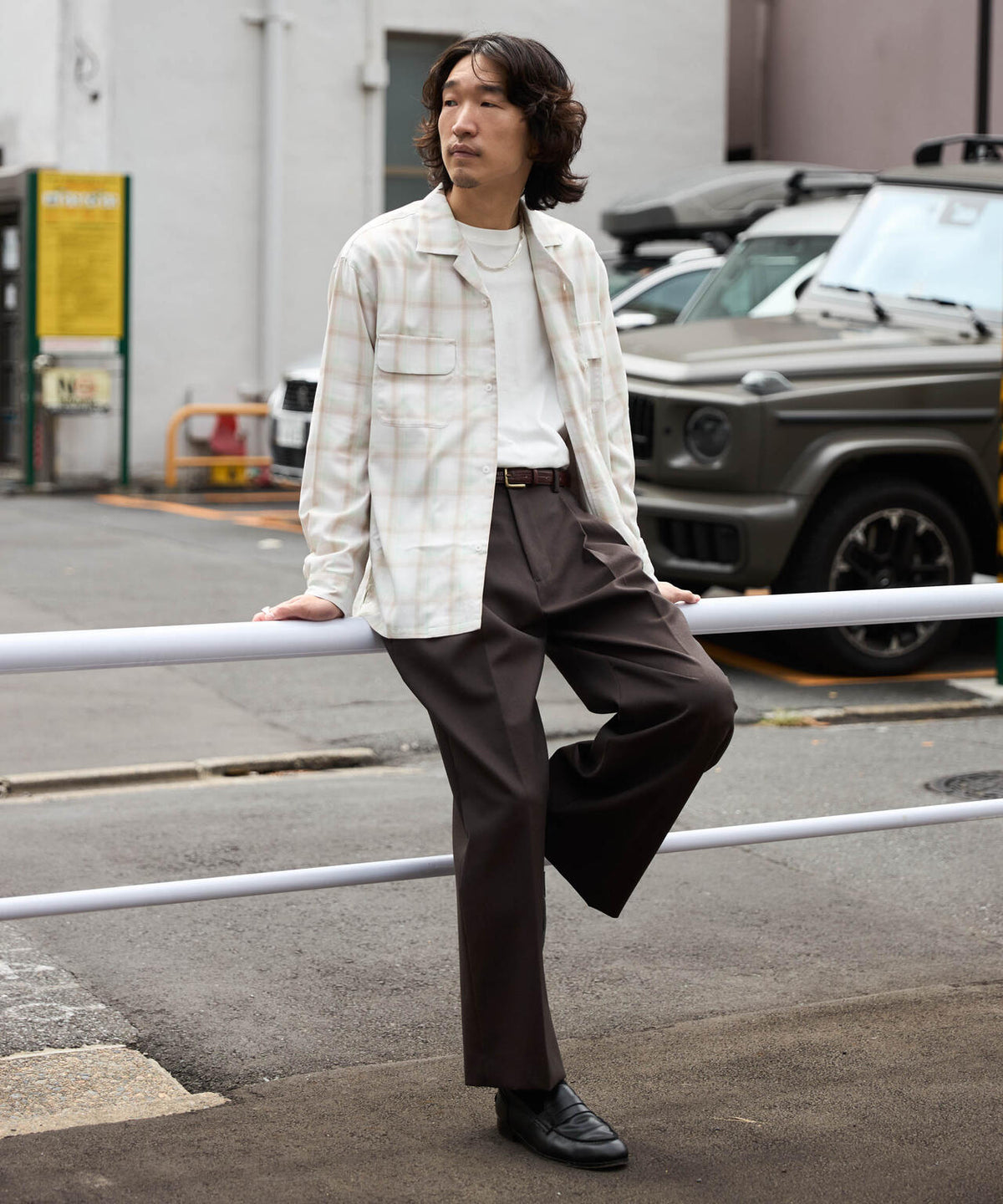 WEB限定/TRドレープオンブレーシャツ 長袖