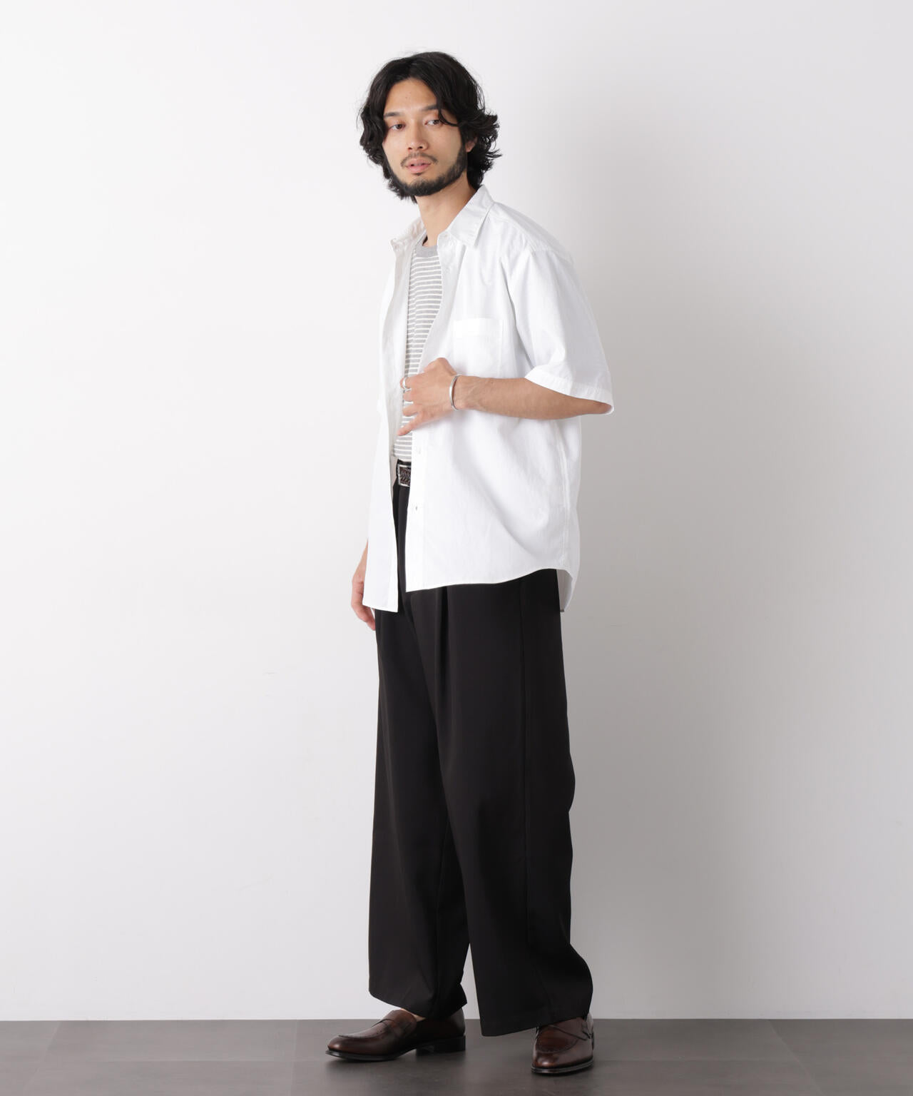 コットンタッチレギュラーカラーシャツ 半袖