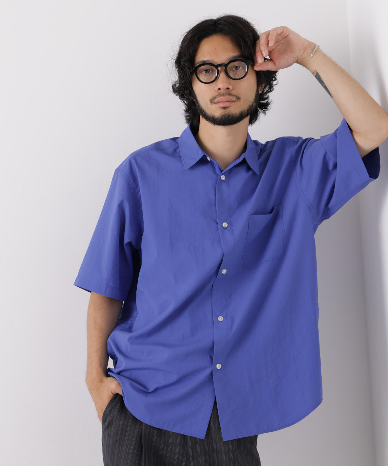 コットンタッチレギュラーカラーシャツ 半袖