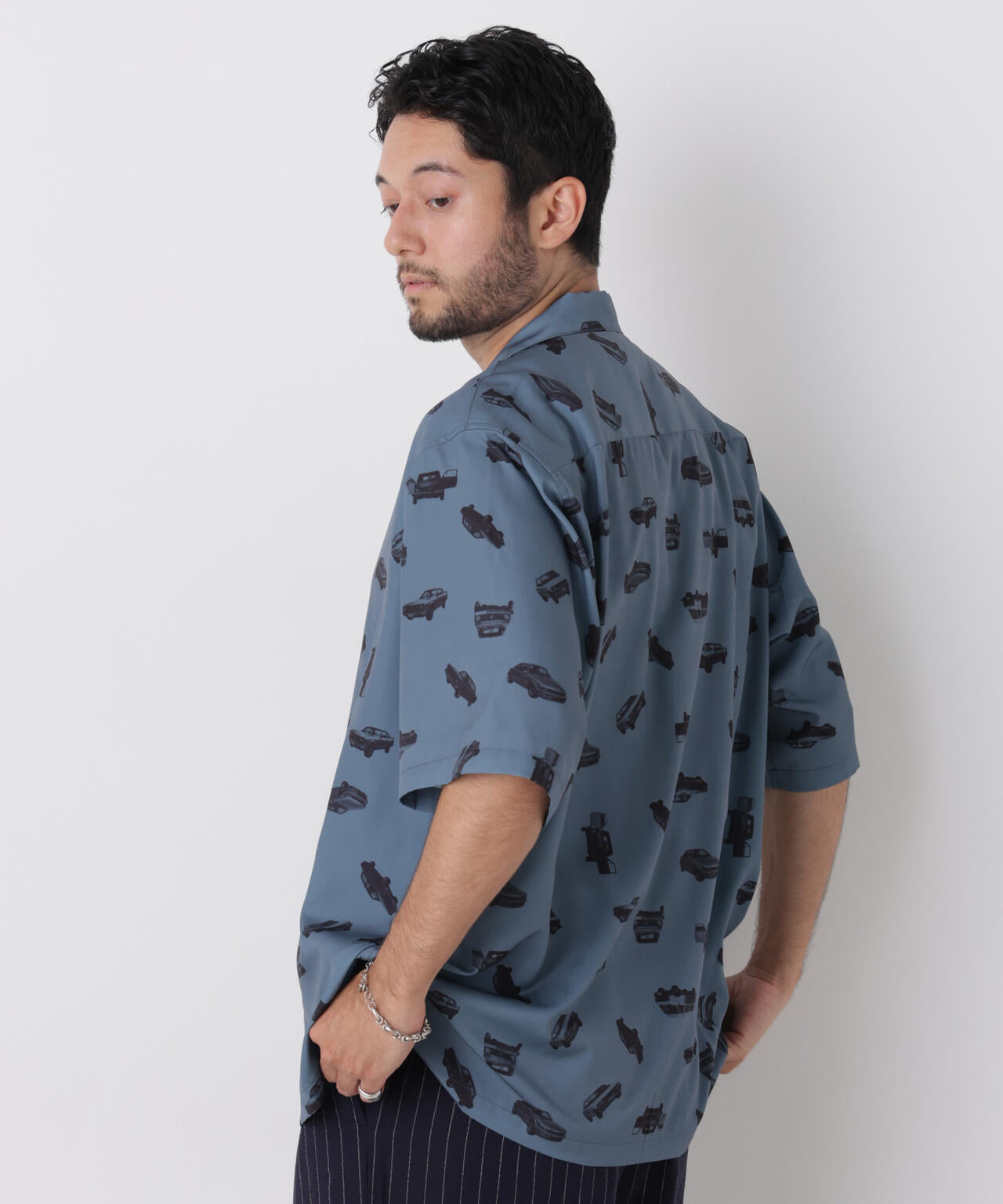 オリジナルパターンドレープシャツ 半袖
