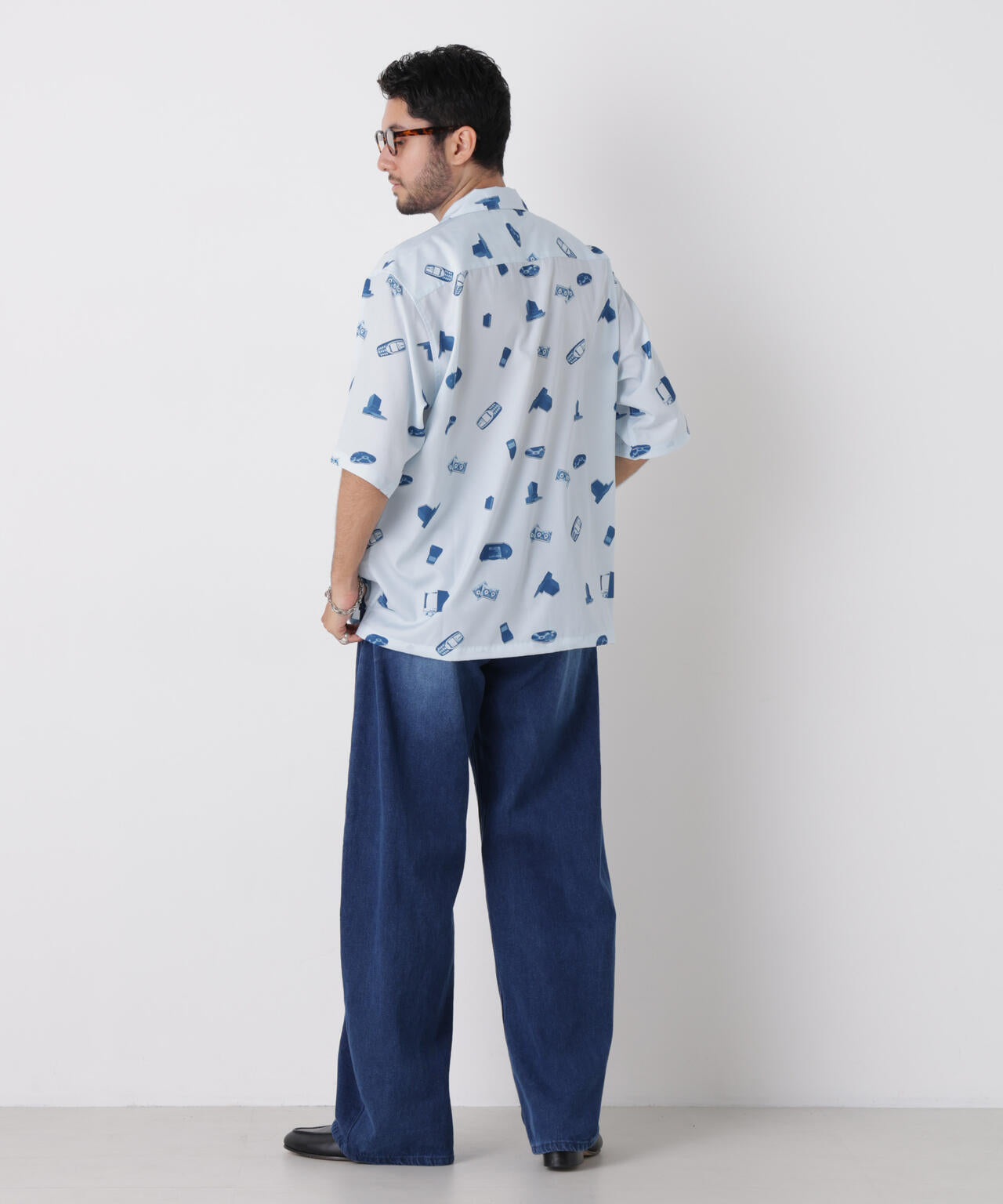オリジナルパターンドレープシャツ 半袖