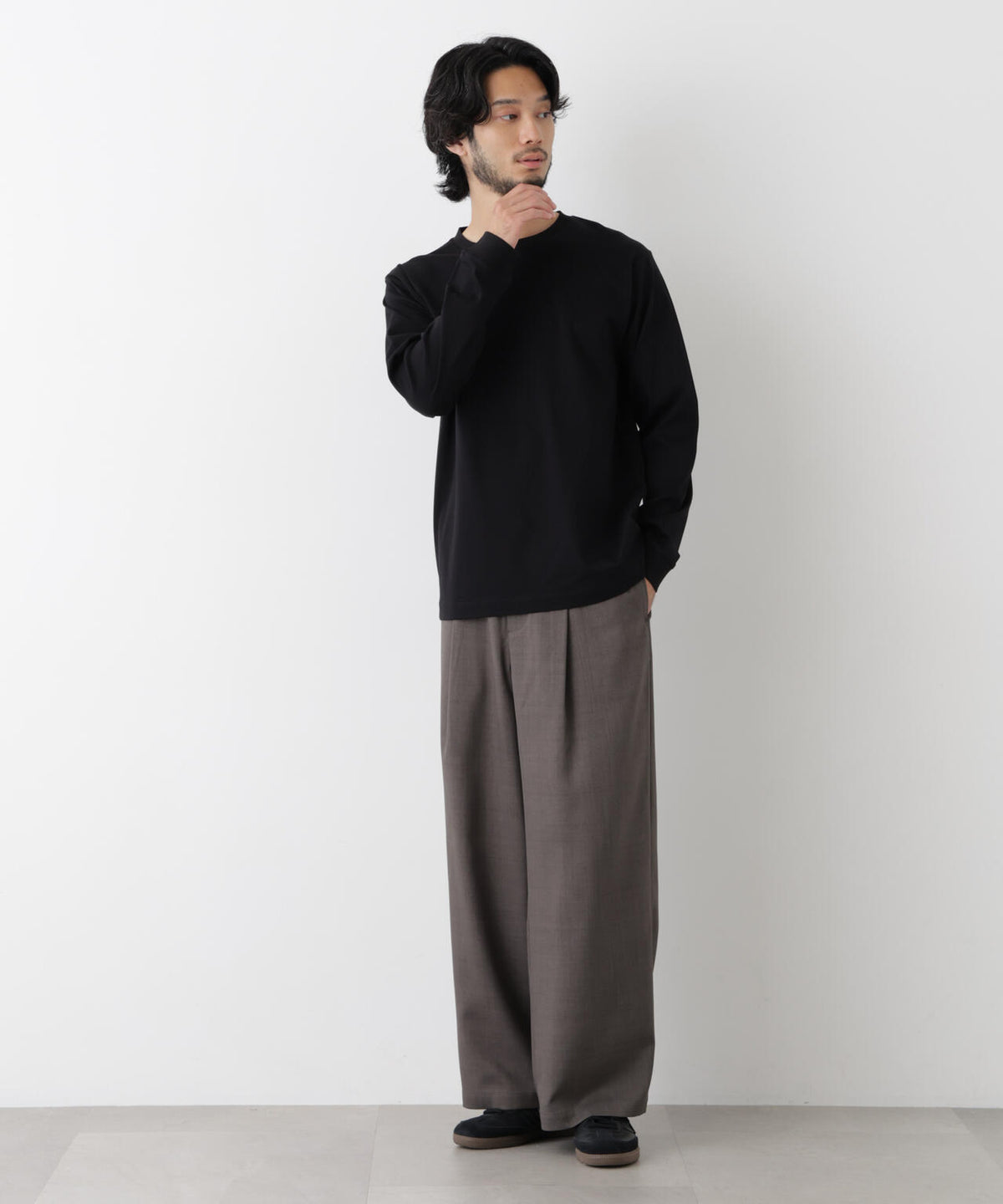 アンチスメルクルーネックTシャツ 長袖