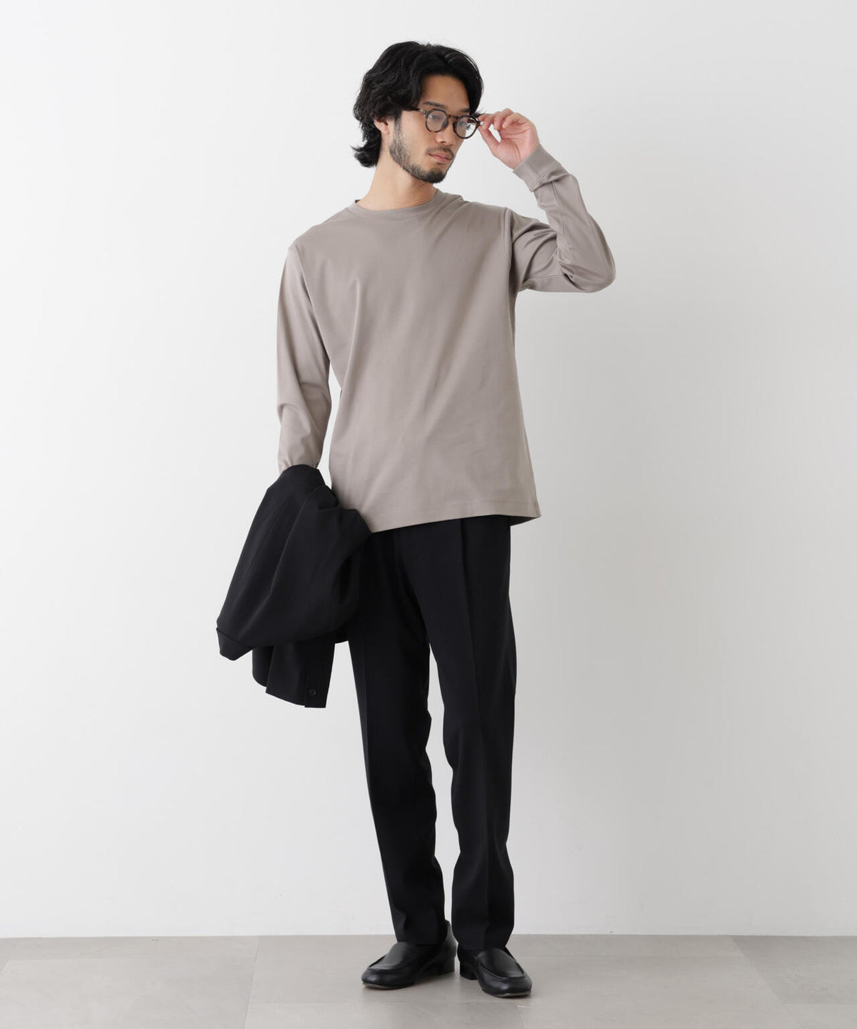 アンチスメルクルーネックTシャツ 長袖