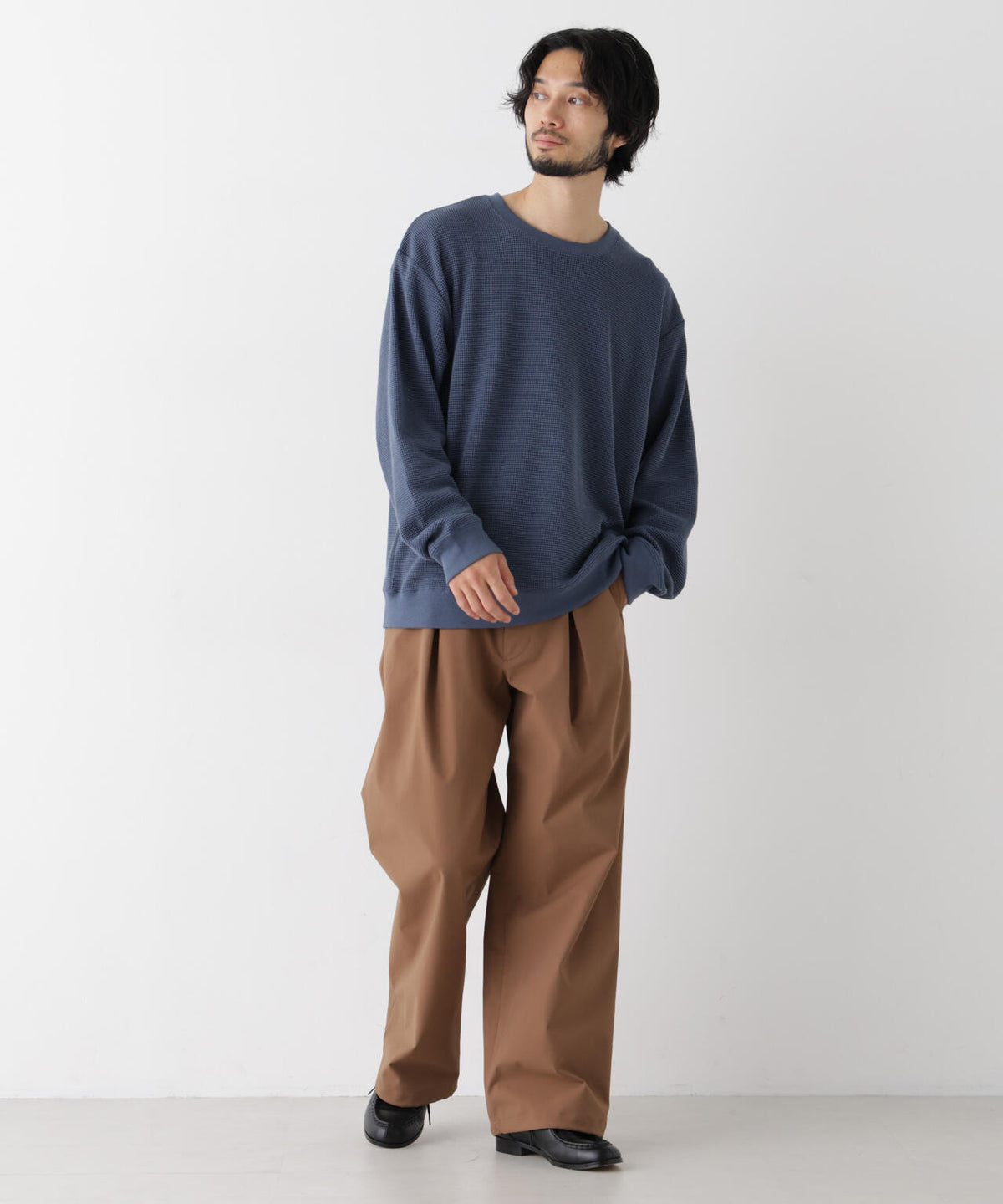 テックワッフルワイドプルオーバー 長袖