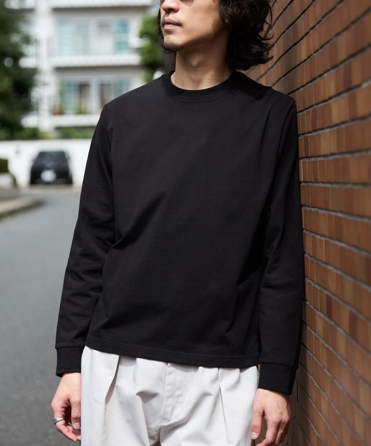 WEB限定/度詰めプレーティングクロップドTシャツ長袖