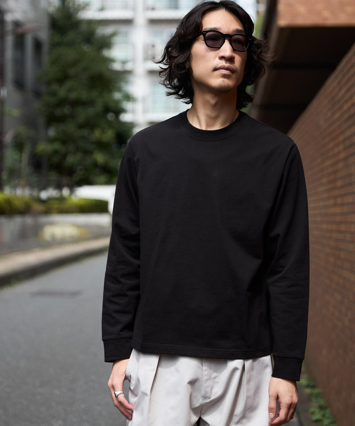 WEB限定/度詰めプレーティングクロップドTシャツ長袖