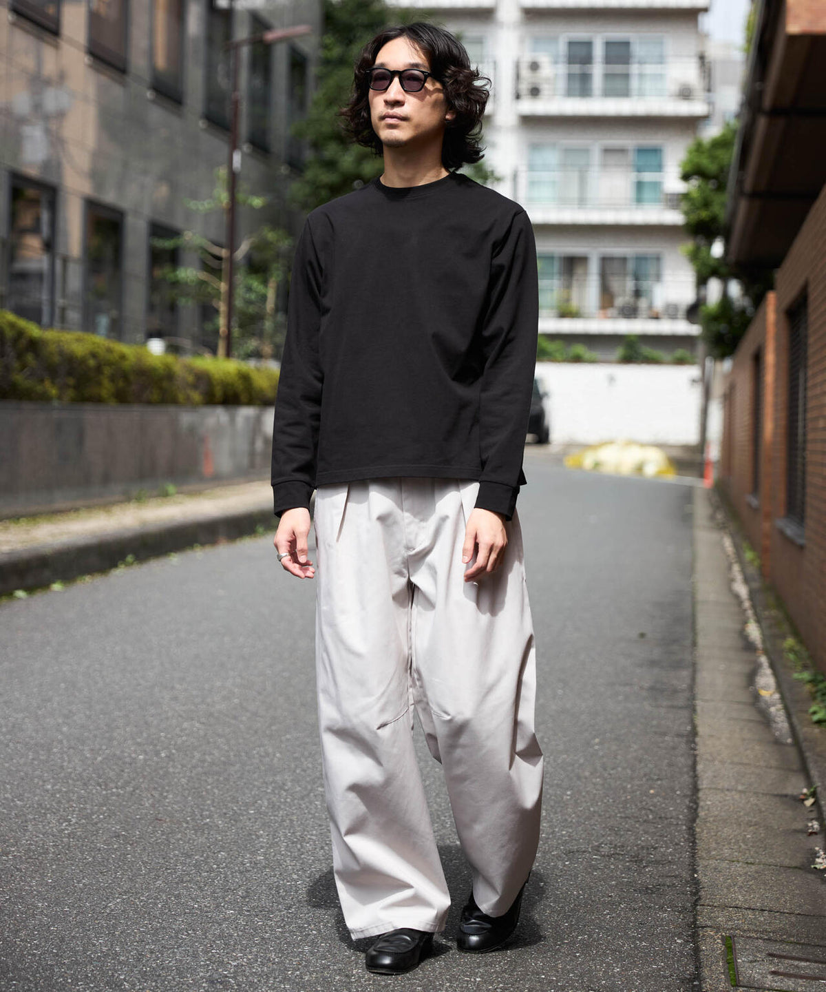 WEB限定/度詰めプレーティングクロップドTシャツ長袖