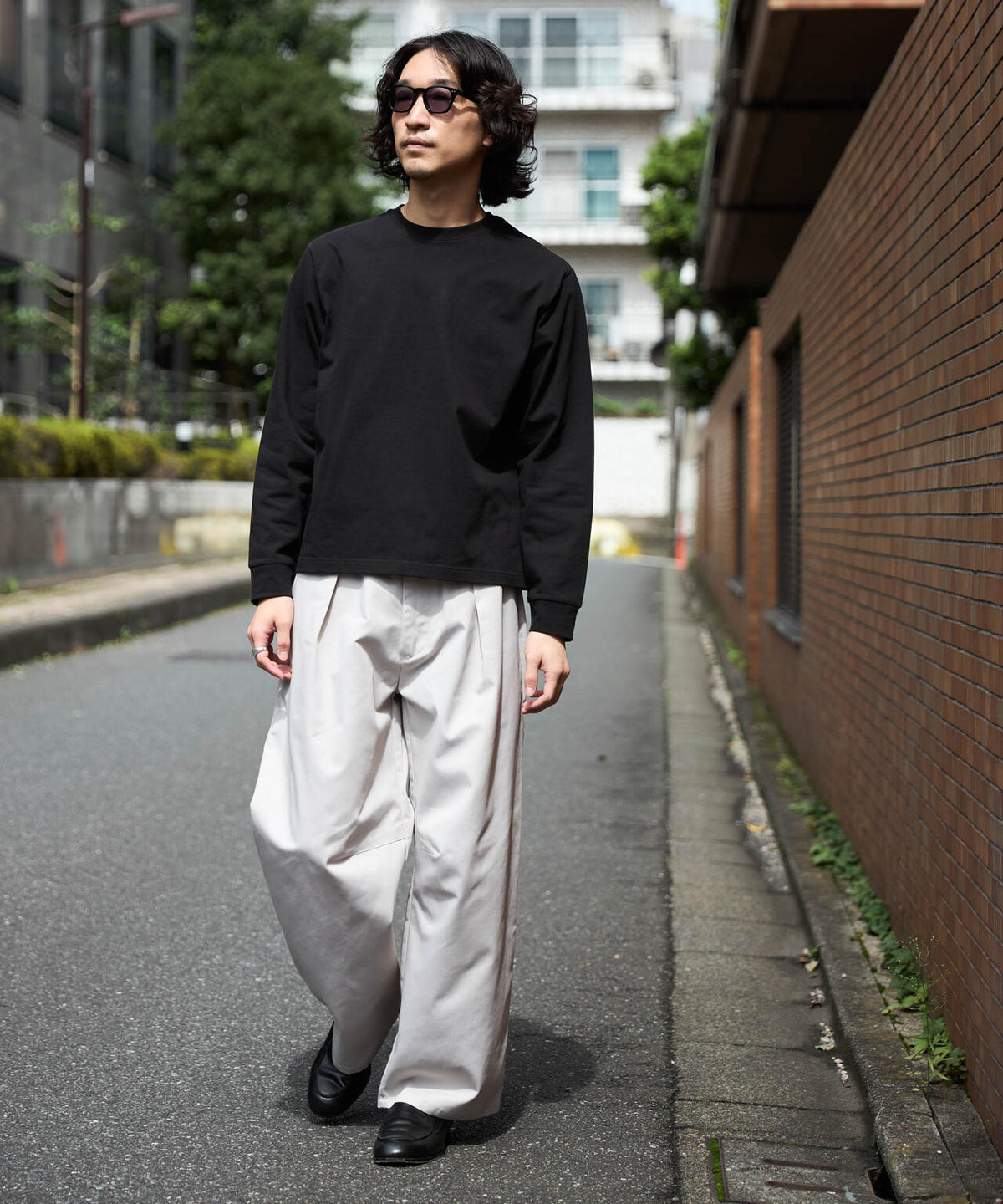 WEB限定/度詰めプレーティングクロップドTシャツ長袖