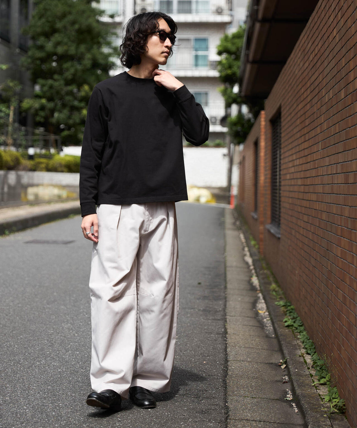 WEB限定/度詰めプレーティングクロップドTシャツ長袖