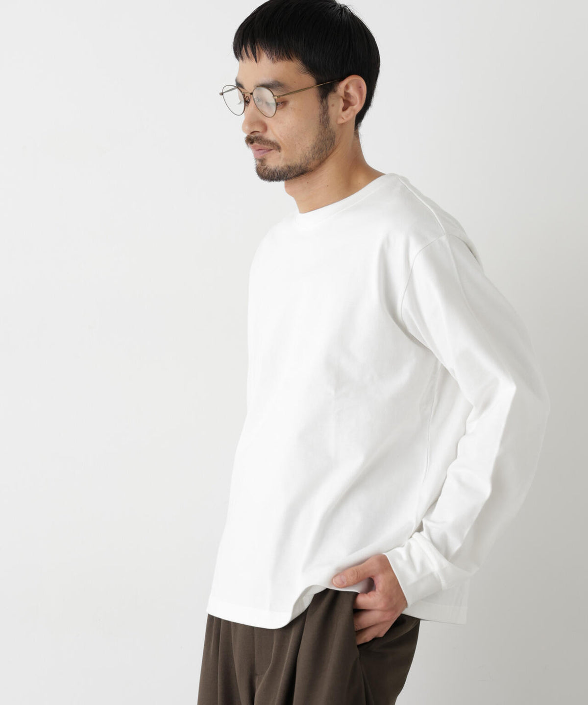 WEB限定/度詰めプレーティングクロップドTシャツ長袖
