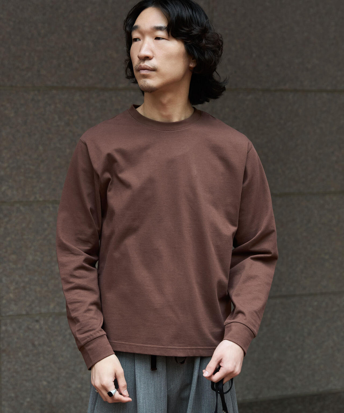 WEB限定/度詰めプレーティングクロップドTシャツ長袖