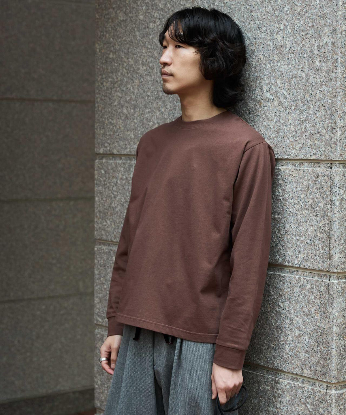 WEB限定/度詰めプレーティングクロップドTシャツ長袖