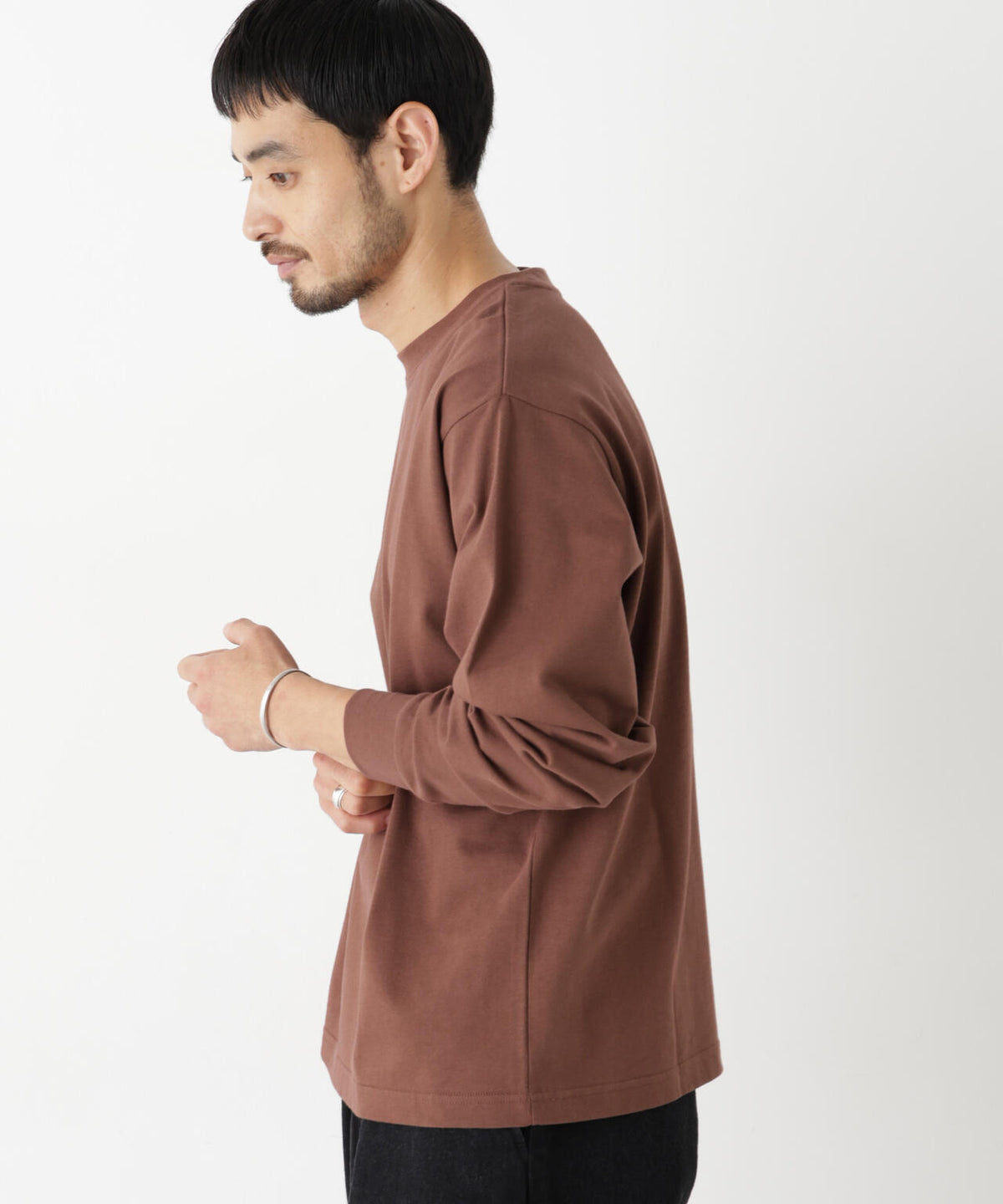 WEB限定/度詰めプレーティングクロップドTシャツ長袖