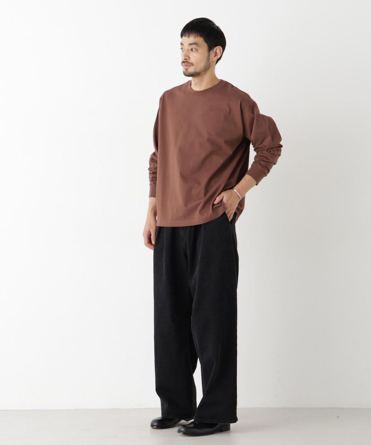 WEB限定/度詰めプレーティングクロップドTシャツ長袖