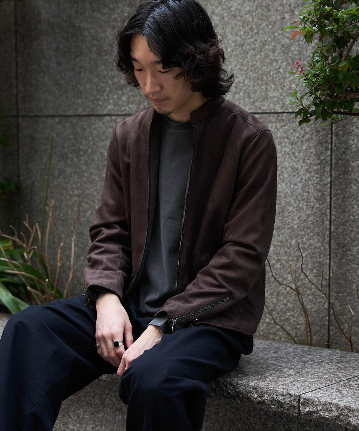 WEB限定/度詰めプレーティングフェードカラークロップドTシャツ長袖