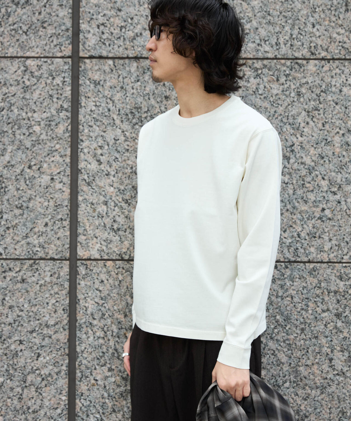 WEB限定/度詰めプレーティングフェードカラークロップドTシャツ長袖