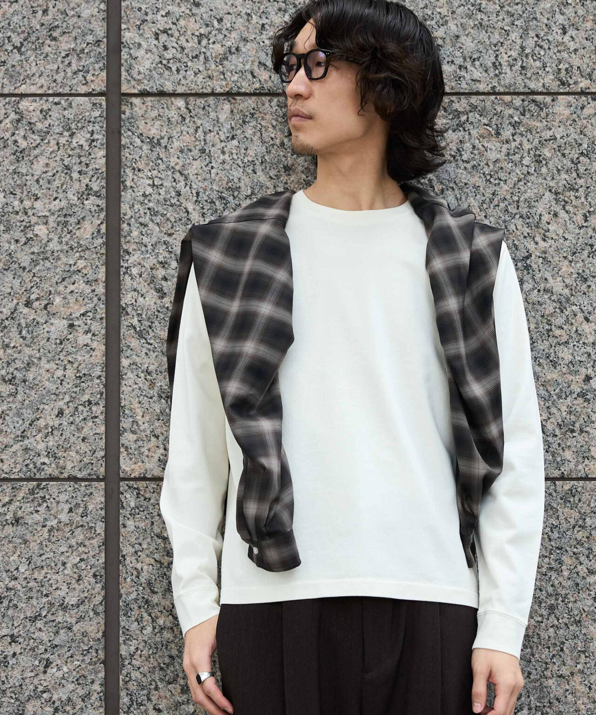 WEB限定/度詰めプレーティングフェードカラークロップドTシャツ長袖