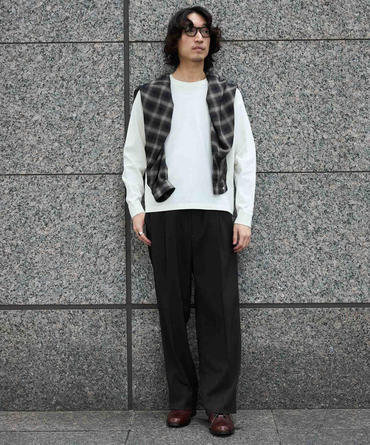 WEB限定/度詰めプレーティングフェードカラークロップドTシャツ長袖