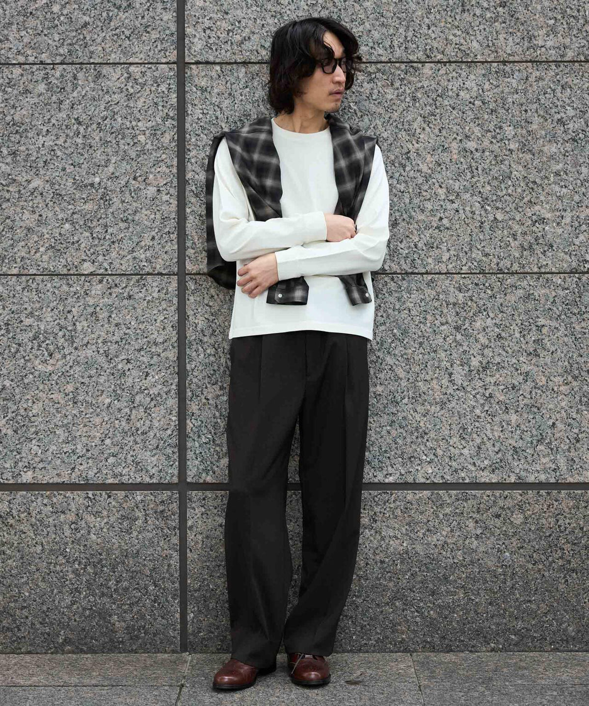WEB限定/度詰めプレーティングフェードカラークロップドTシャツ長袖