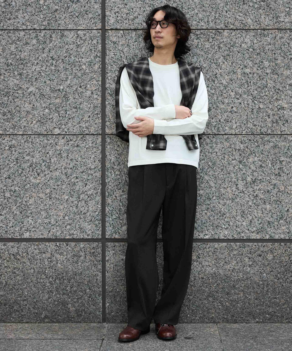 WEB限定/度詰めプレーティングフェードカラークロップドTシャツ長袖