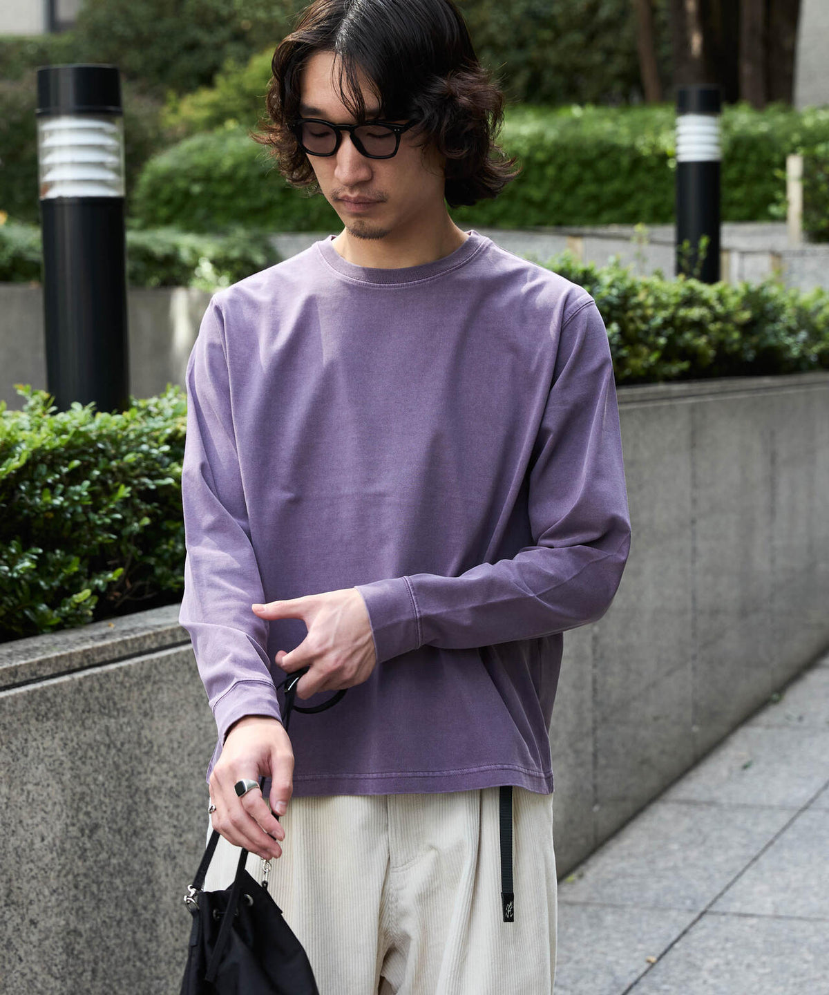 WEB限定/度詰めプレーティングフェードカラークロップドTシャツ長袖