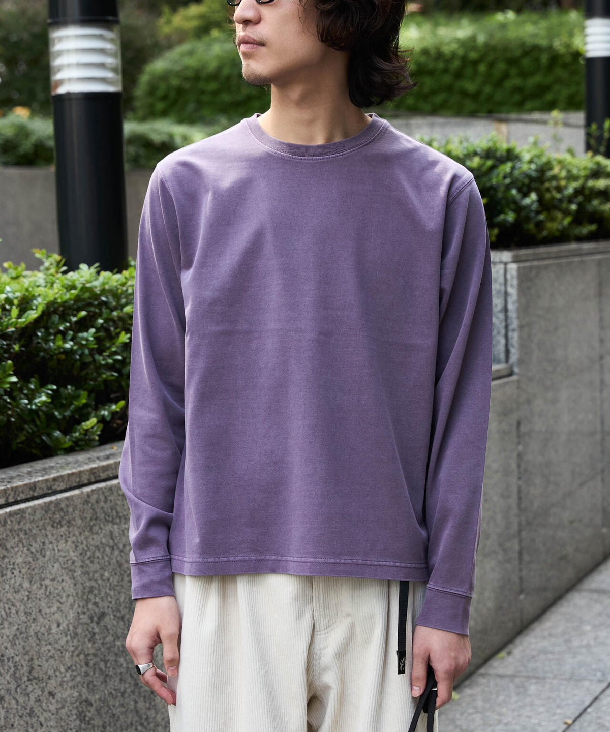 WEB限定/度詰めプレーティングフェードカラークロップドTシャツ長袖