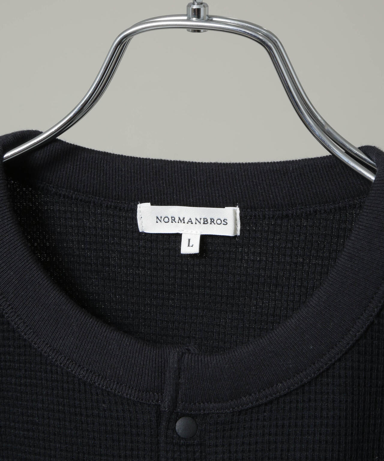 NORMANBROS/ショート丈ワッフルヘンリーネックTシャツ 半袖