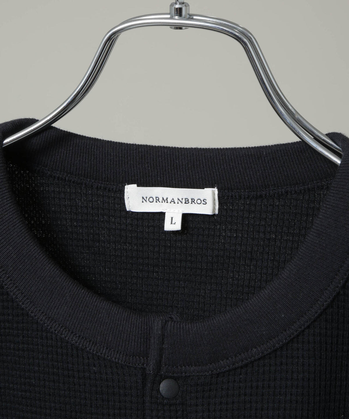 NORMANBROS/ショート丈ワッフルヘンリーネックTシャツ 半袖