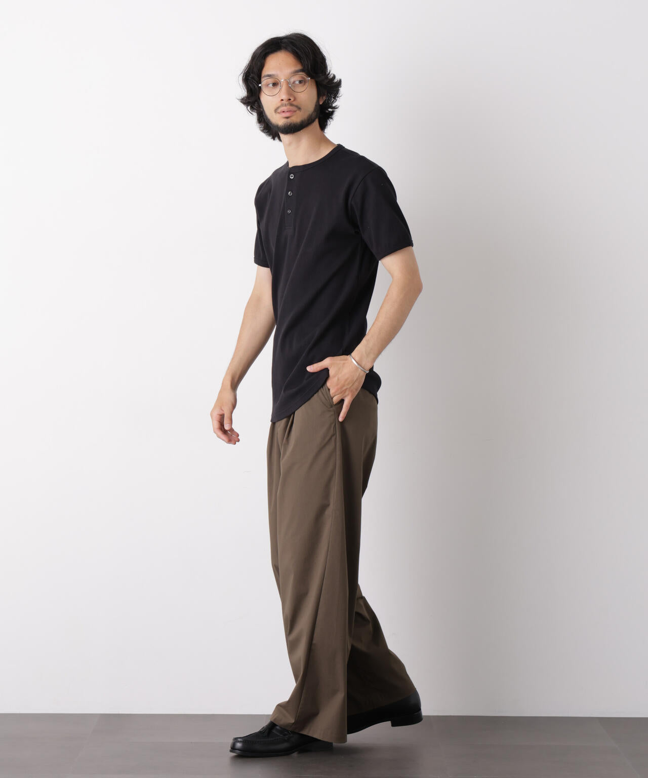 リブフライスヘンリーTシャツ 半袖