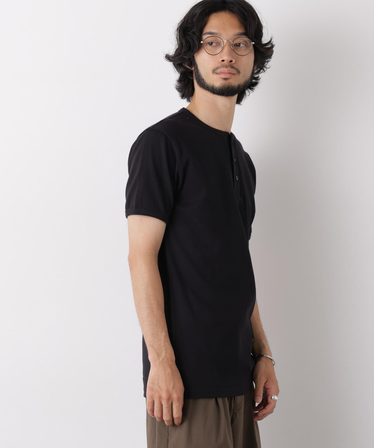 リブフライスヘンリーTシャツ 半袖
