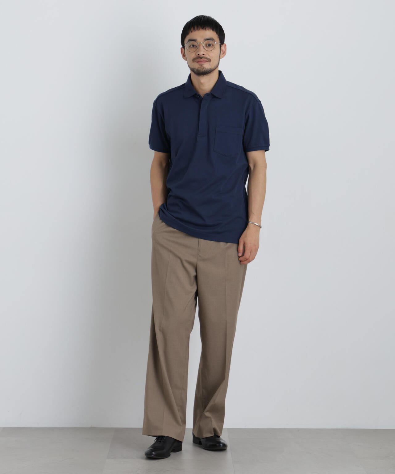 ナノファイン 比翼ポロ 半袖