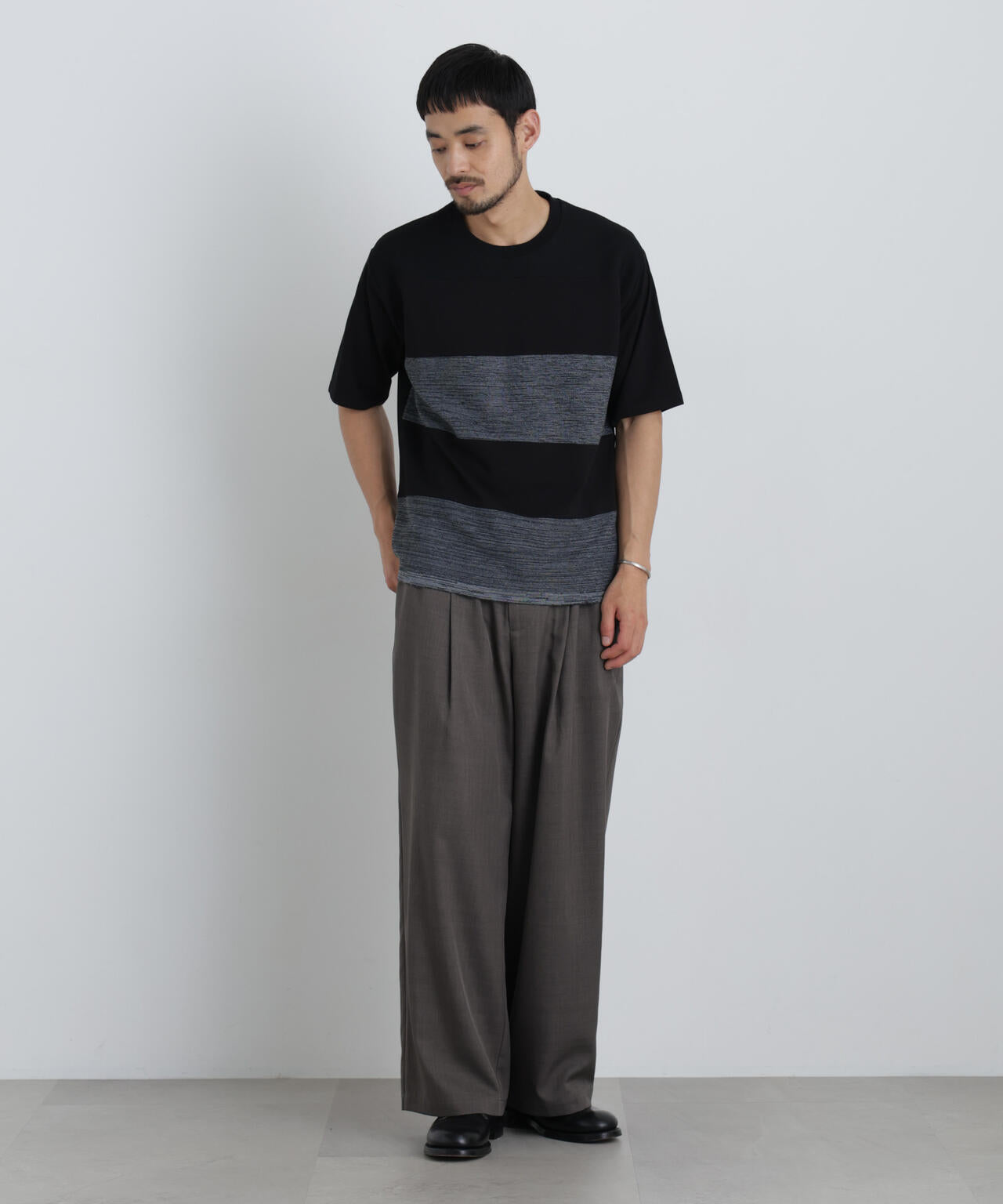 ニットコンビボーダーTシャツ 半袖
