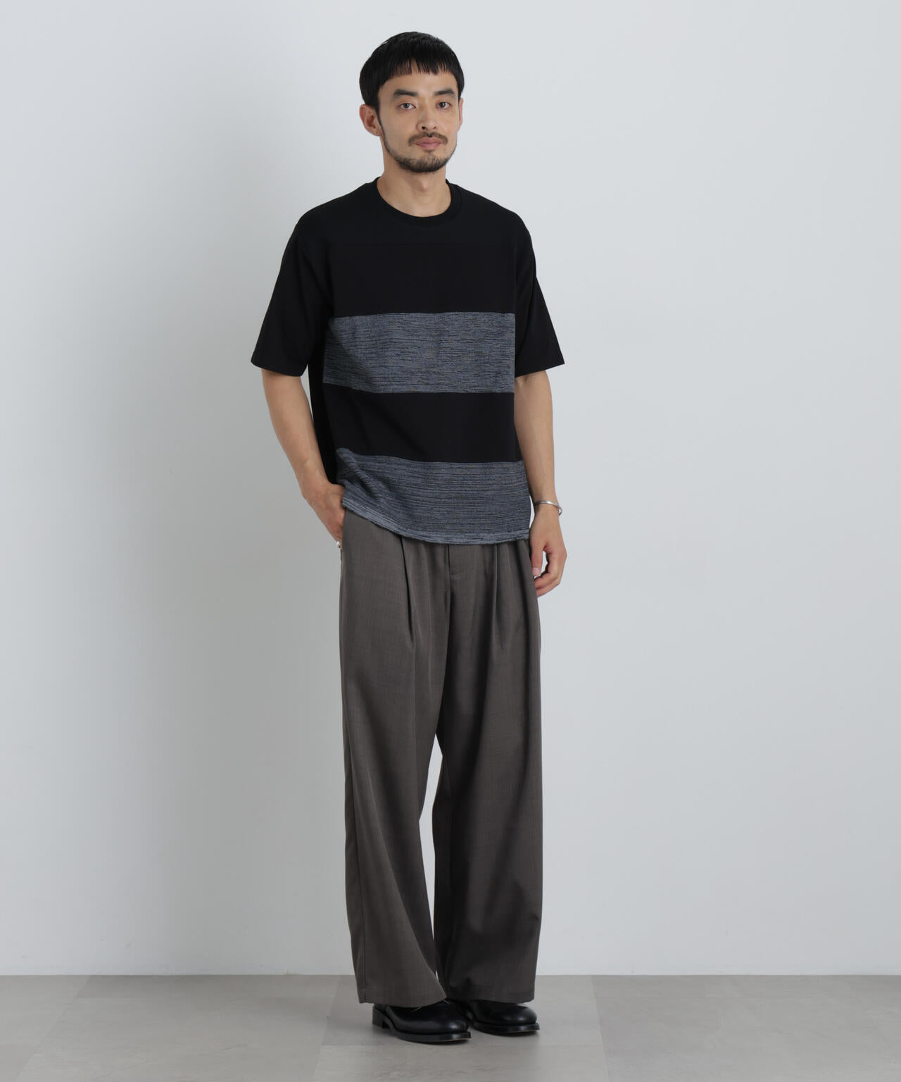 ニットコンビボーダーTシャツ 半袖