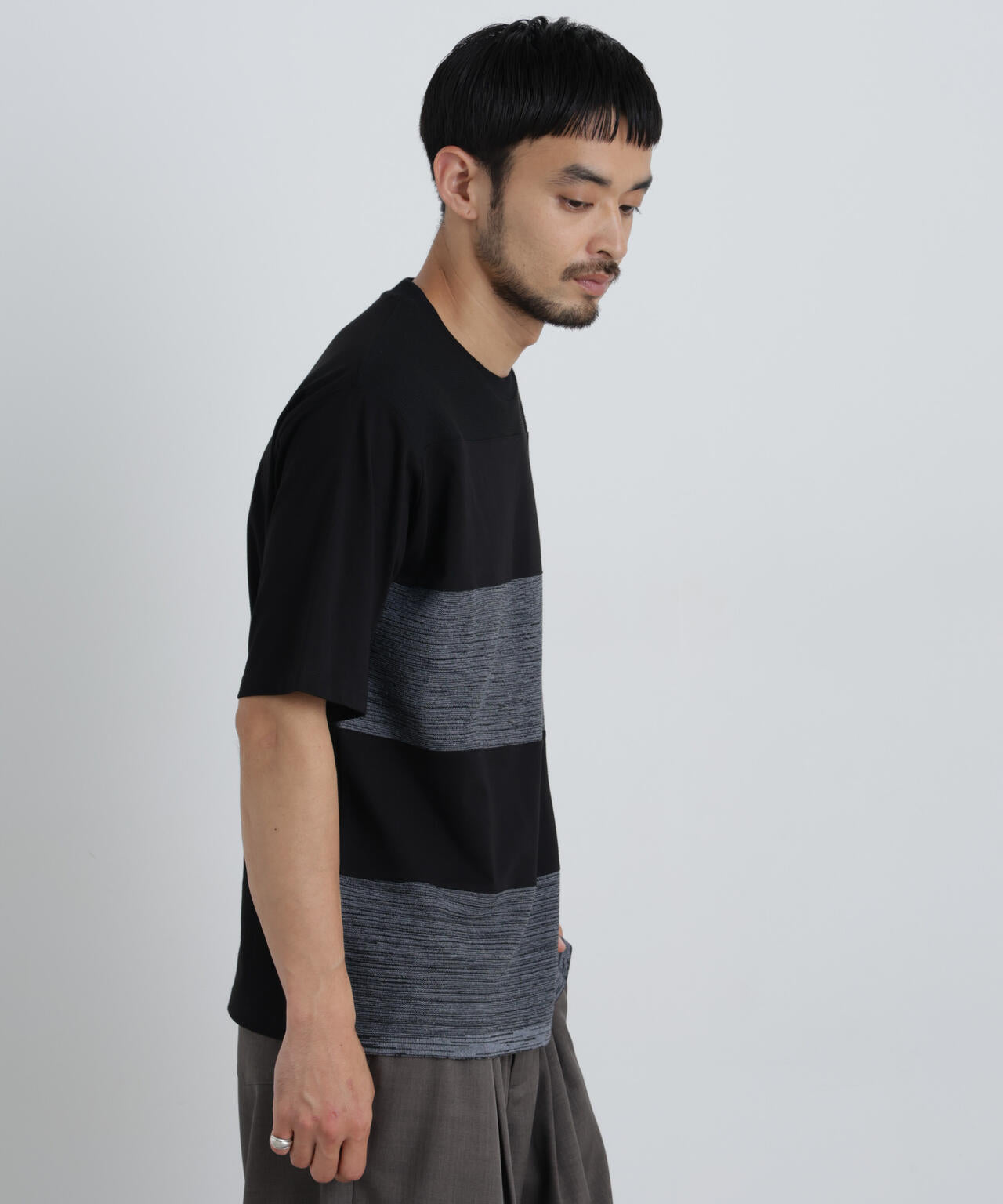 ニットコンビボーダーTシャツ 半袖