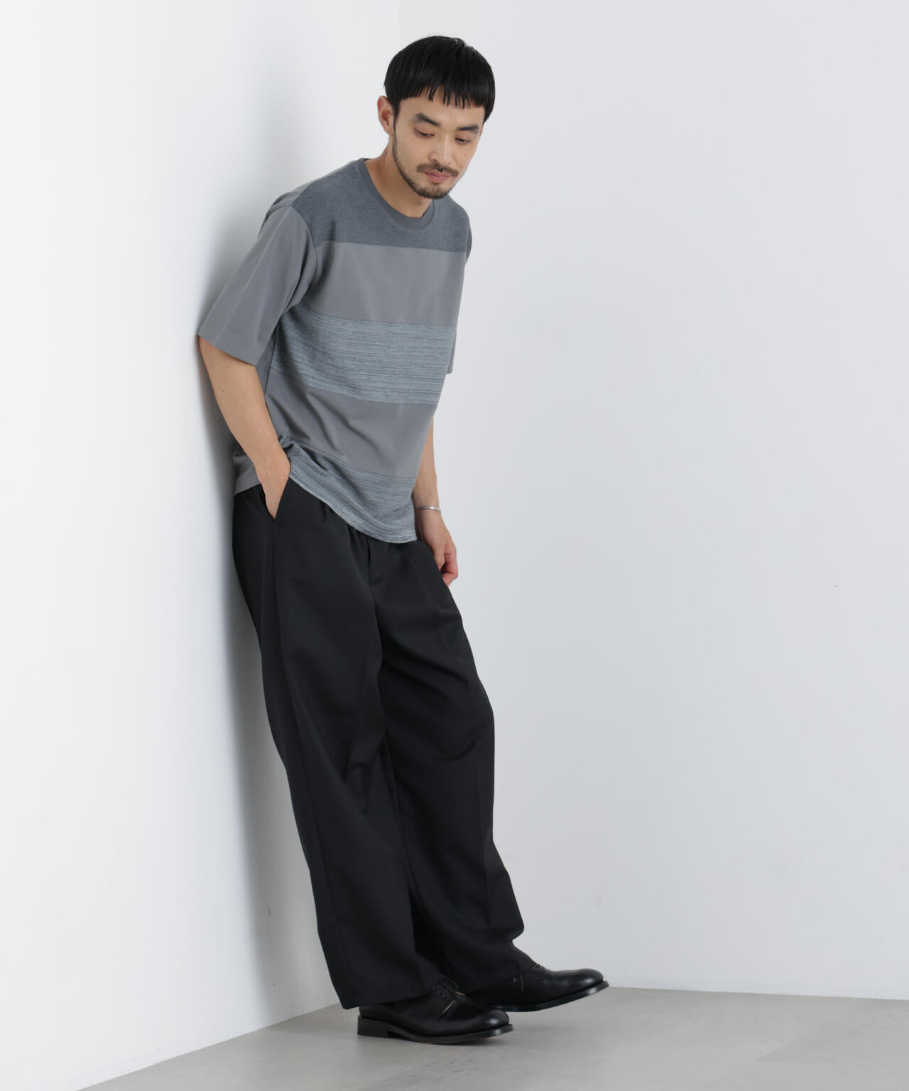 ニットコンビボーダーTシャツ 半袖