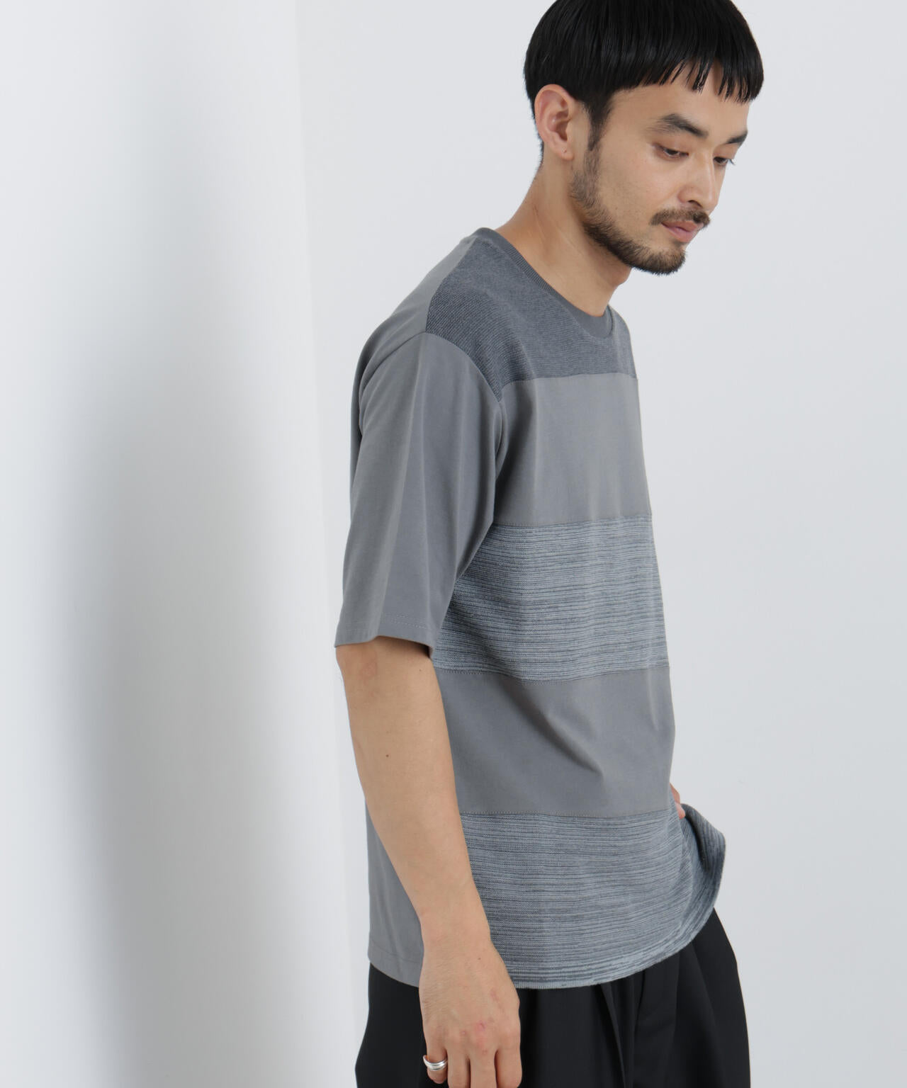 ニットコンビボーダーTシャツ 半袖