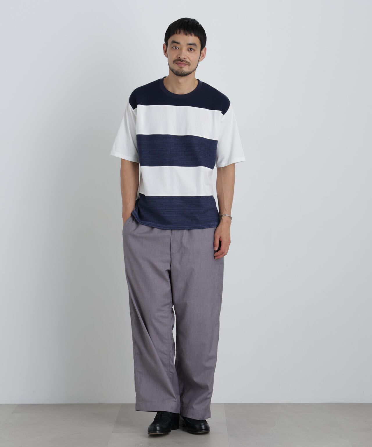 ニットコンビボーダーTシャツ 半袖